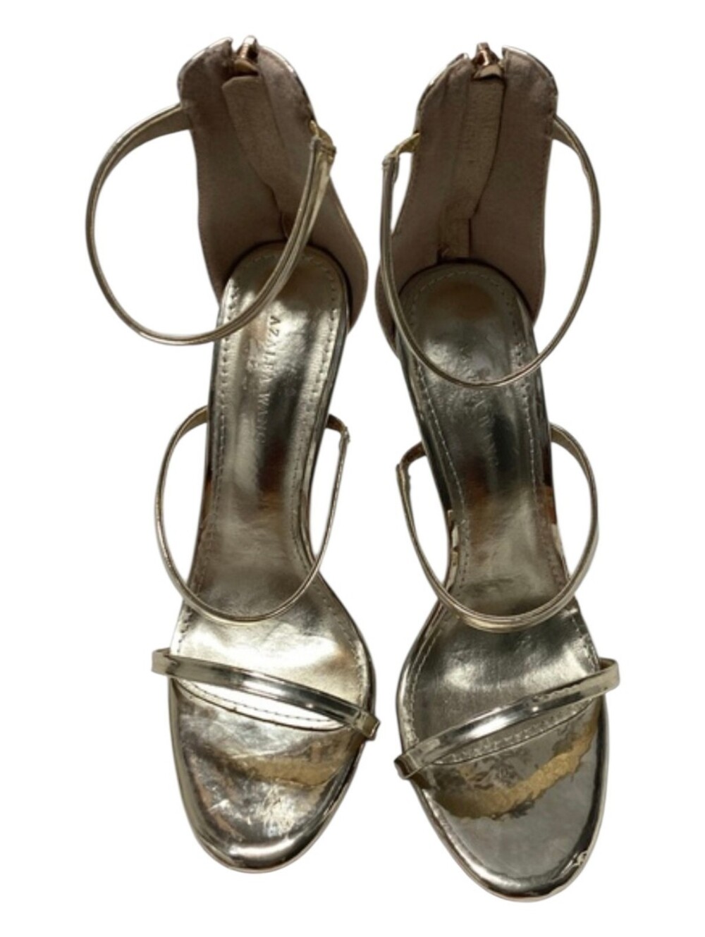 Azalea Wang Metallic Gold Strappy High Heel Sandals